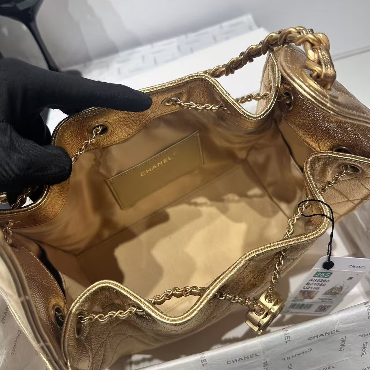 CHANEL 25 SMALL HANDBAG AS5293 New Gold