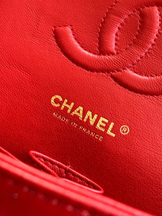 CHANEL Classic 11.12 Handbag A01112 Red Pink & Black