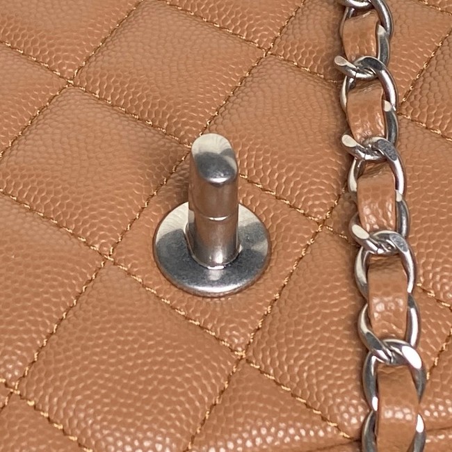 CHANEL Clutch With Chain AS2701 brown&Silver Metal