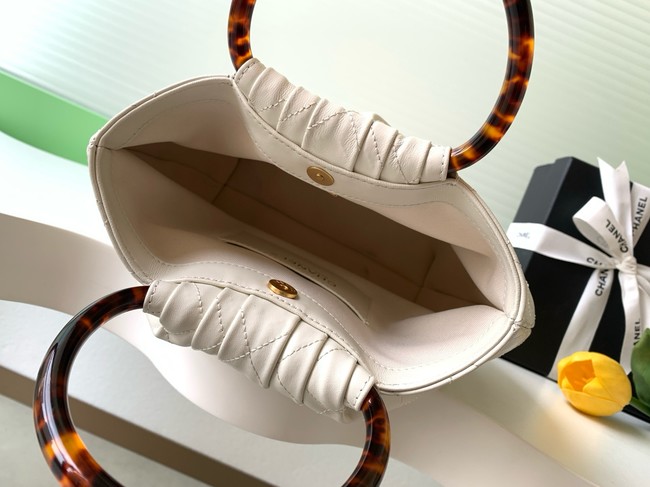 CHANEL Hobo Bag Lambskin AS6010 white