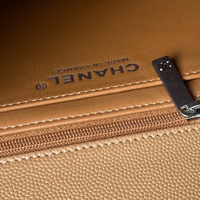 CHANEL Mini Flap Bag with Top Handle AS5702 brown&Silver Metal