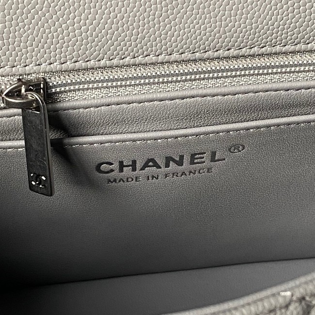CHANEL Mini Flap Bag with Top Handle AS5702 gray&Silver Metal