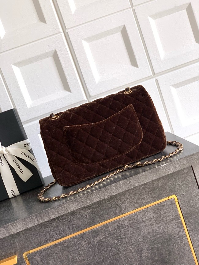 CHANEL Classic 11.12 Handbag velvet A01112 Coffee
