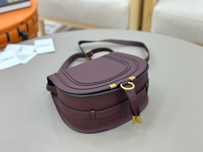 Chloe Grained Calfskin MARCIE saddle bag 31054 burgundy