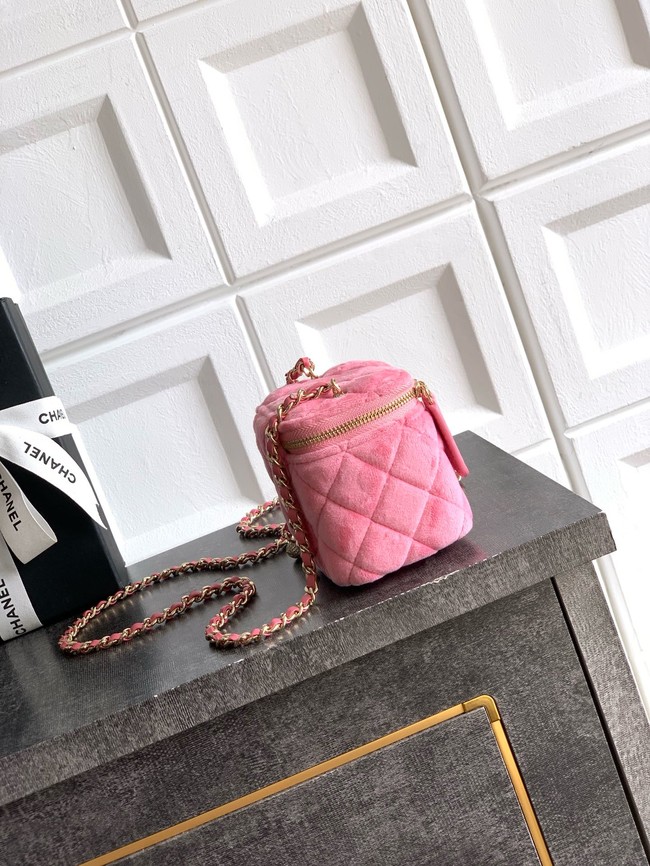 CHANEL velvet Small Vanity with Chain AP3941 pink