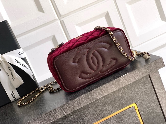 CHANEL velvet Vanity with Chain AP3940 burgundy