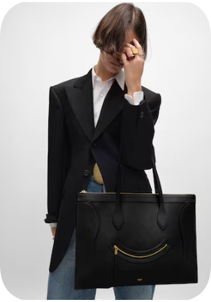 Celine FLAT CABAS NEW LUGGAGE IN GLOSSY CALFSKIN 123963 black