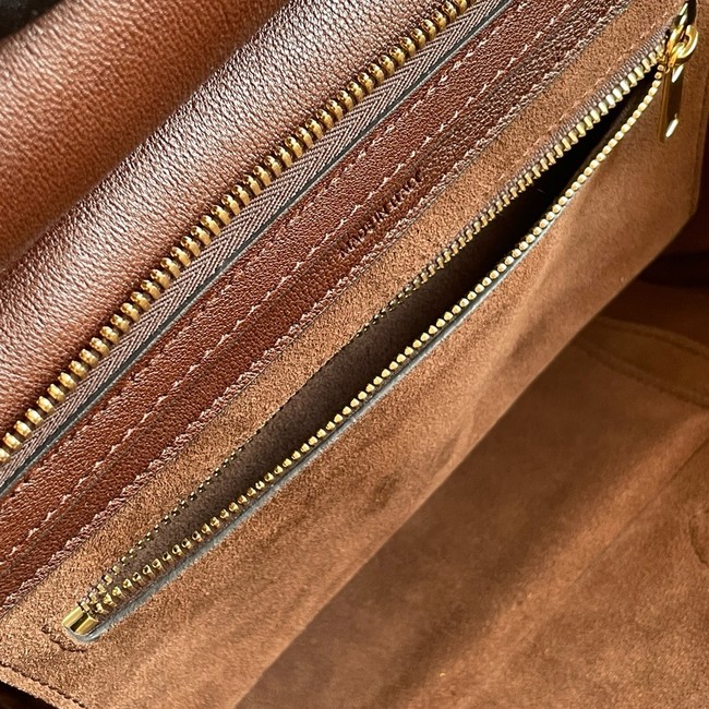 Celine SMALL NEW LUGGAGE IN SUPPLE SHINY LAMBSKIN 124213 SOFT brown