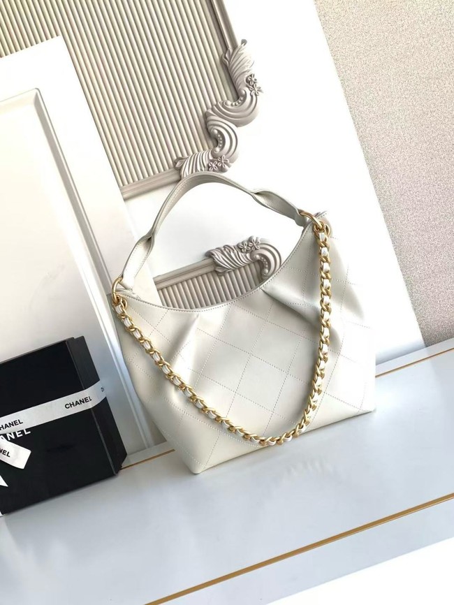 CHANEL Hobo Bag Calfskin AS5970 white