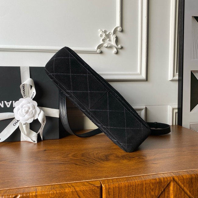 CHANEL Suede Calfskin Shoulder Bag AS5883 black