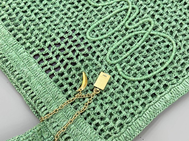 Chloe SUMMER straw and leather tote bag 0824P green