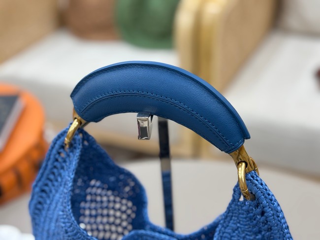 Chloe SUMMER straw and leather tote bag 1668 blue