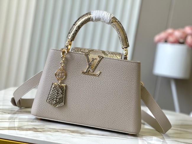 Louis Vuitton Capucines BB M89369 light gray&gold Snake skin