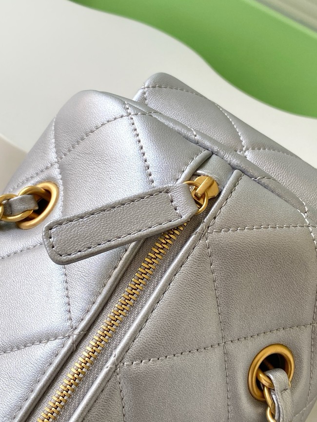 Chanel Lambskin Small Bowling Bag AS5792 Silver
