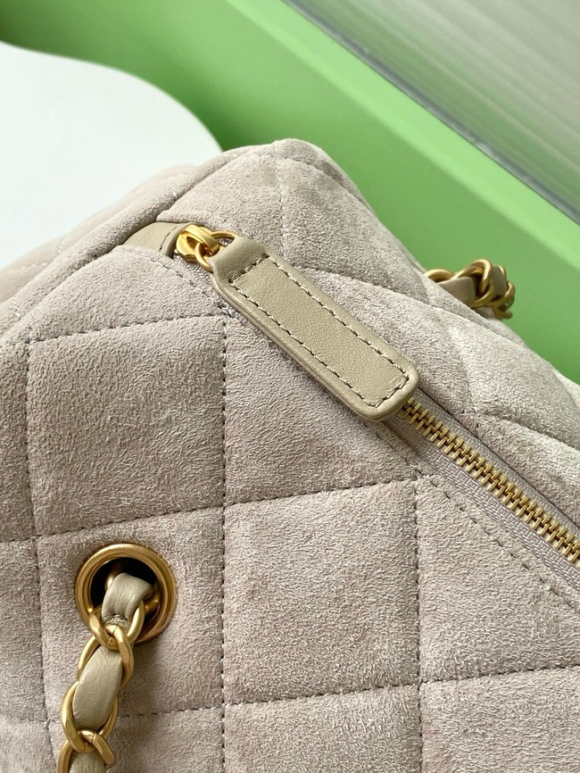 Chanel velvet Small Bowling Bag AS5792 Cream