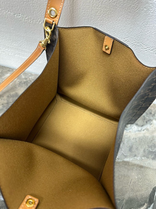 Celine SMALL CUBE BAG IN Triomphe Canvas and NATURAL Calfskin 124182 MIEL