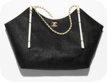 CHANEL Maxi Shopping Bag Braided Raffia AS5463 black