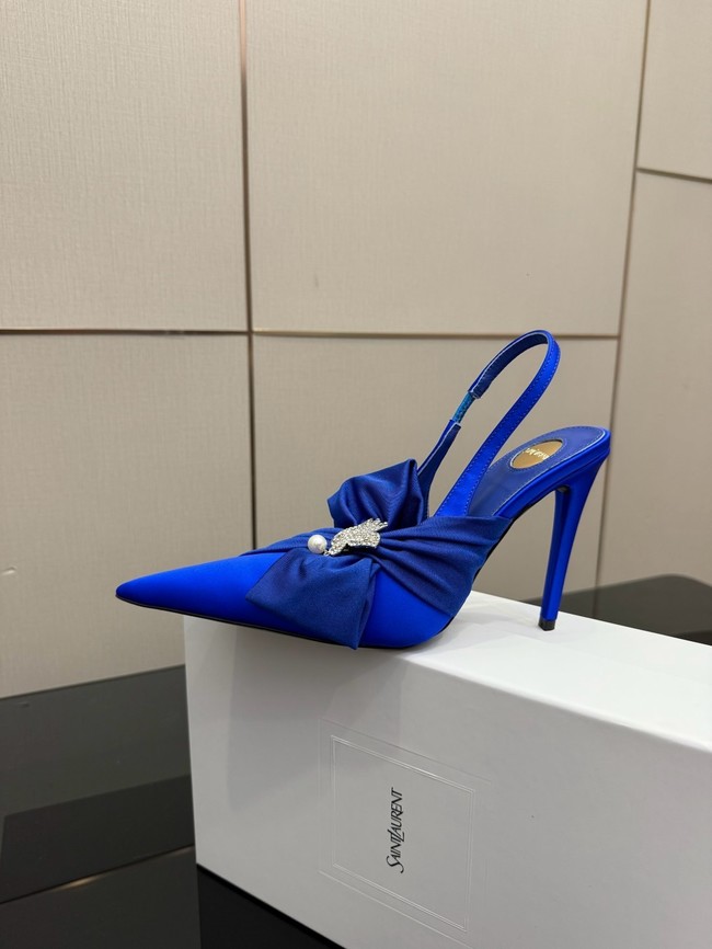 Saint Laurent AMALIA slingback pumps in satin crepe Heel 10.5CM 55726-10