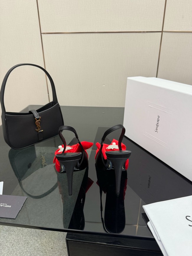 Saint Laurent AMALIA slingback pumps in satin crepe Heel 10.5CM 55726-3