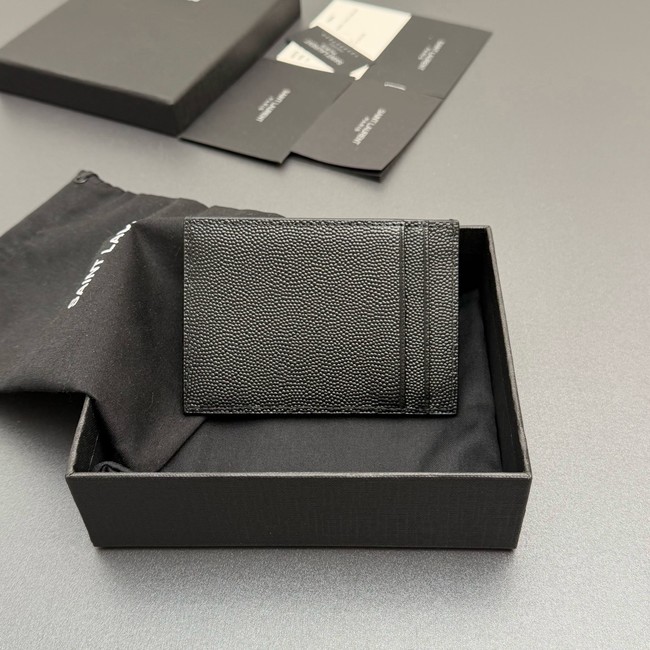 SAINT LAURENT UPTOWN FLAP CARD CASE IN GRAIN DE POUDRE LEATHER 612808-2