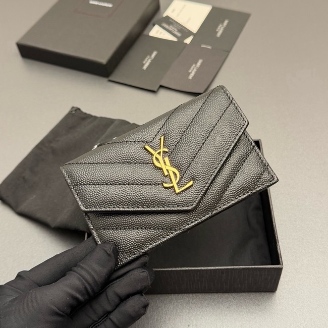 SAINT LAURENT UPTOWN FLAP CARD CASE IN GRAIN DE POUDRE LEATHER 612808-4