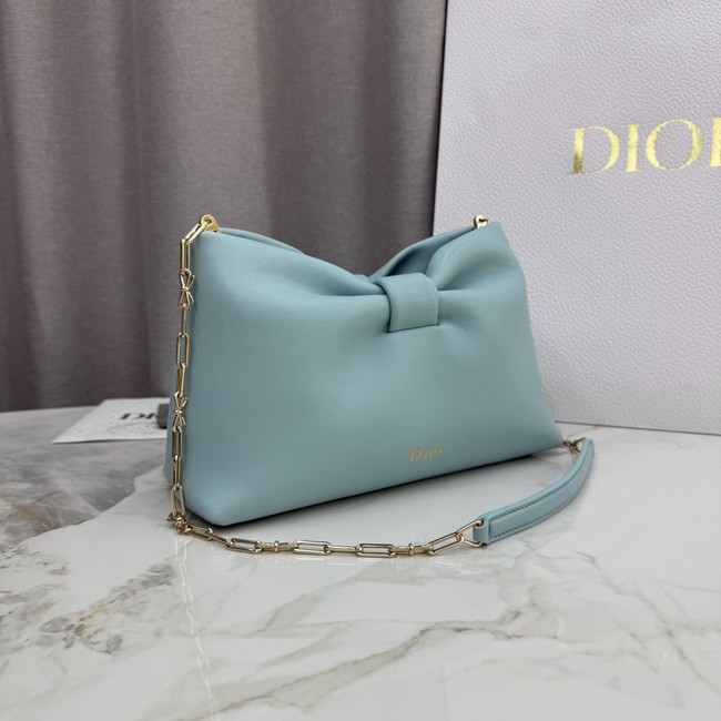 Small Dior Bow Bag Lambskin M0715O Bleu Tourmaline