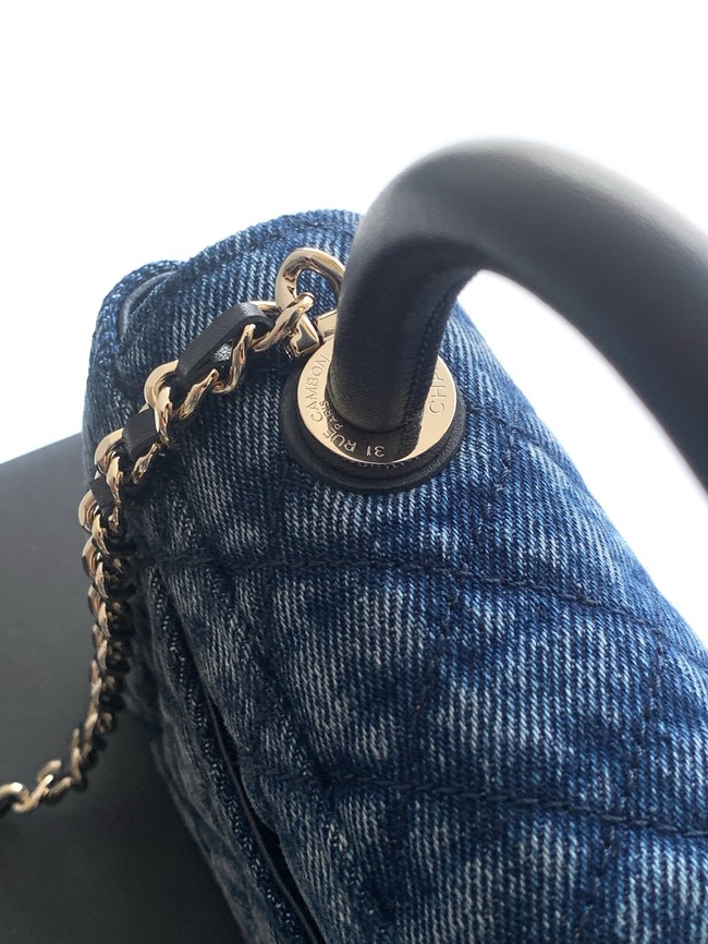 Chanel nano Flap Bag with Top Handle AS4244 denim blue