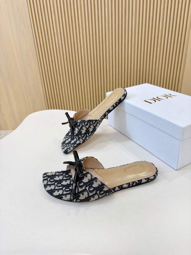 Dior Bow Slide Dior Oblique Embroidered Cotton KCO623-3