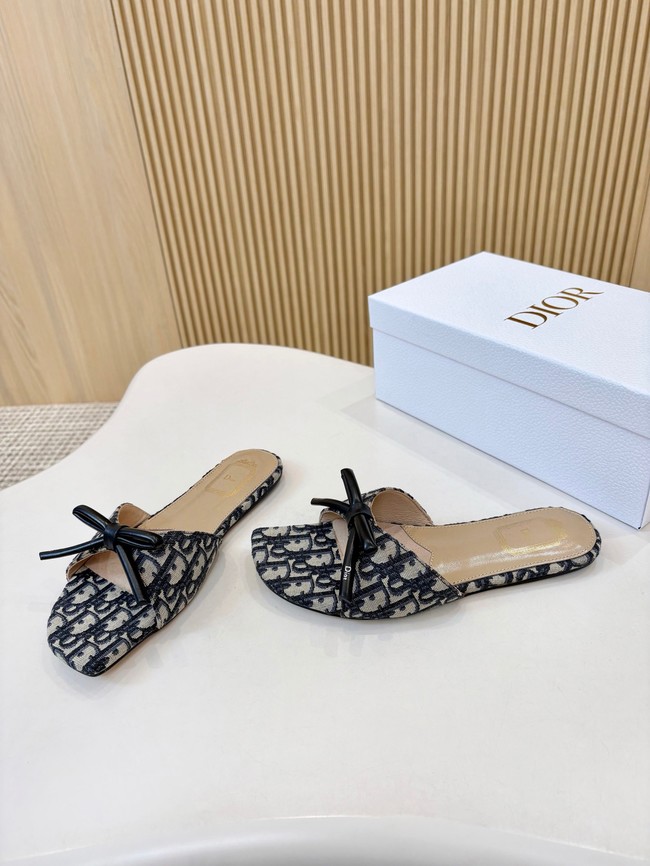 Dior Bow Slide Dior Oblique Embroidered Cotton KCO623-3