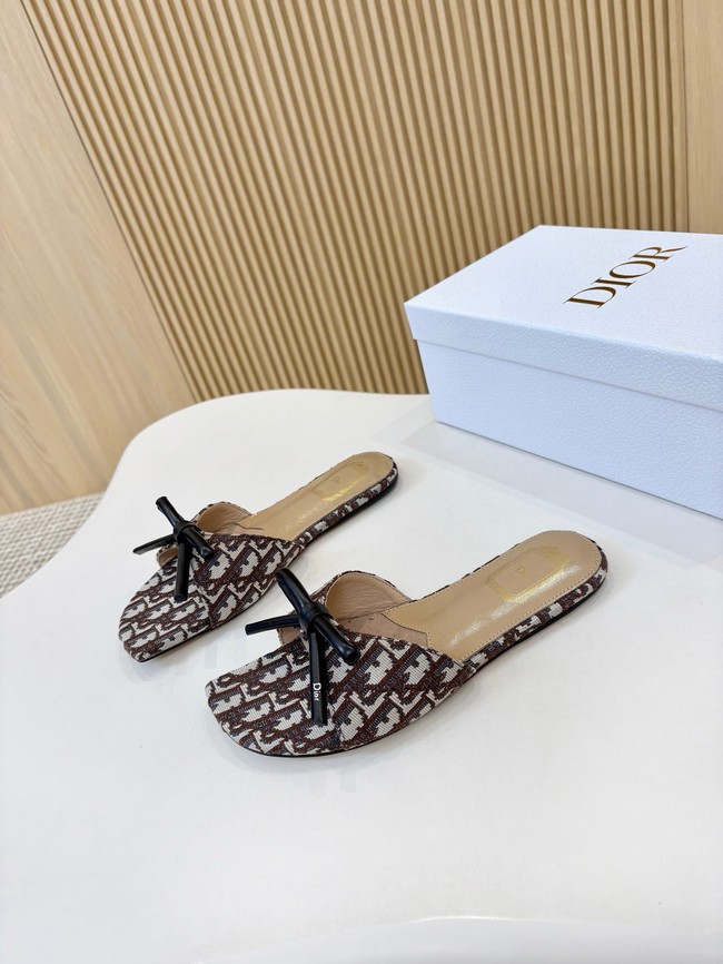 Dior Bow Slide Dior Oblique Embroidered Cotton KCO623-3