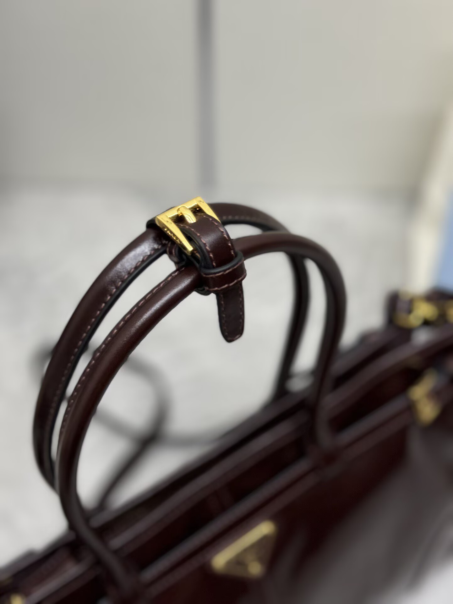 Prada Bonnie Leather Tote Bag 1BA433 Dark Brown