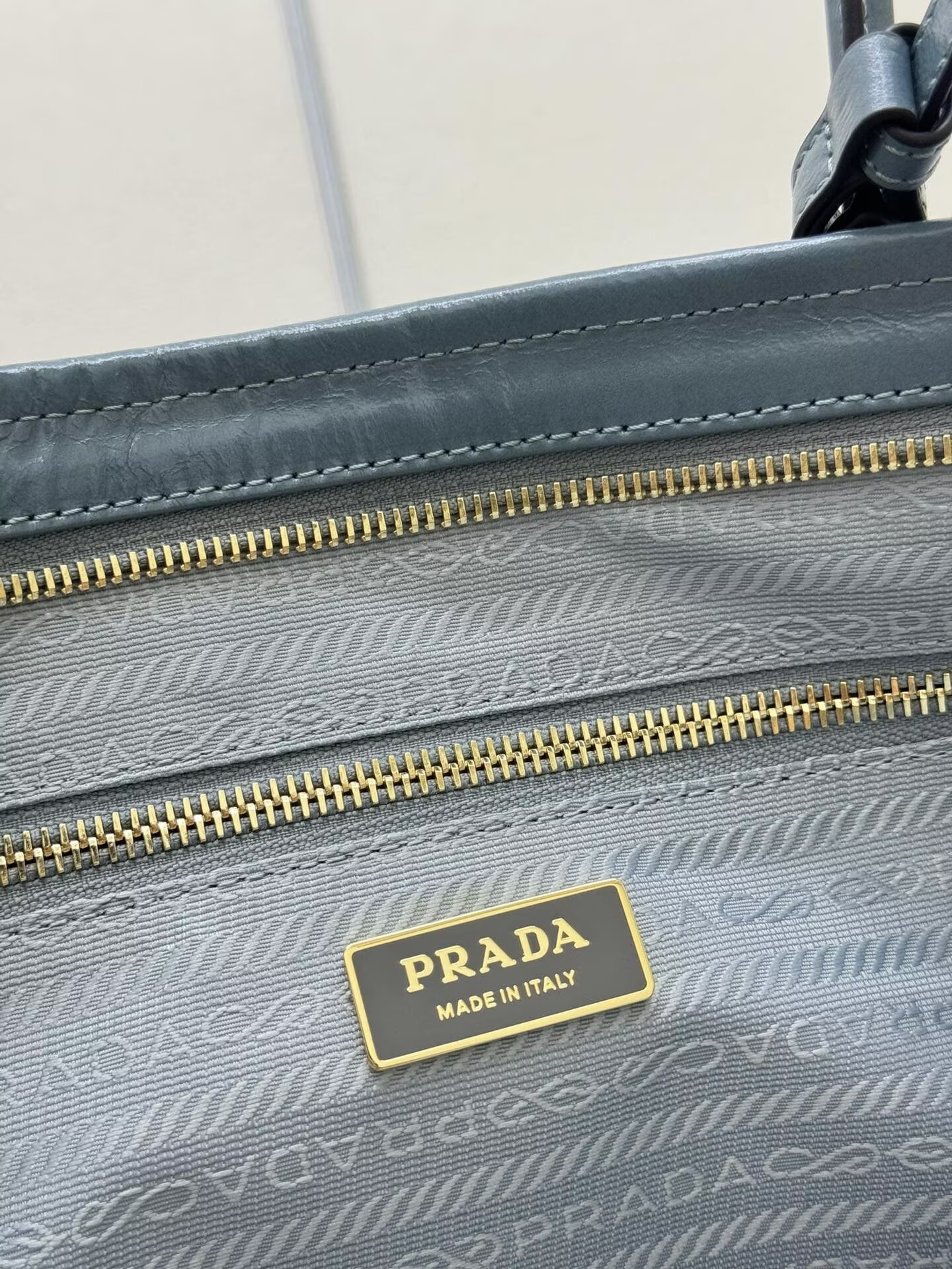 Prada Large Bonnie Leather Tote Bag 1BA439 Blue