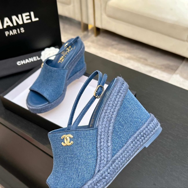 Chanel Sandals Washed Out Denim G47047-1 Blue