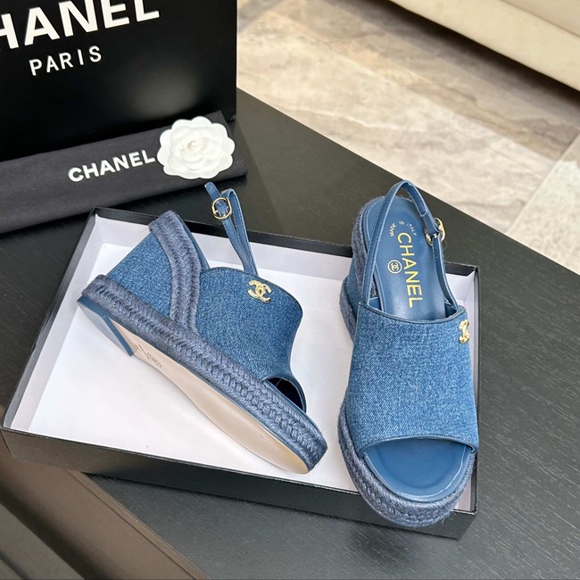 Chanel Sandals Washed Out Denim G47047-1 Blue