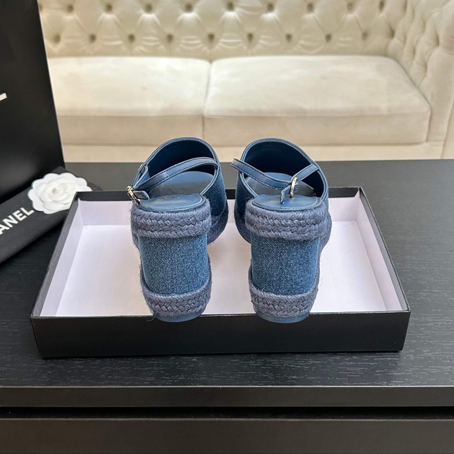 Chanel Sandals Washed Out Denim G47047-1 Blue