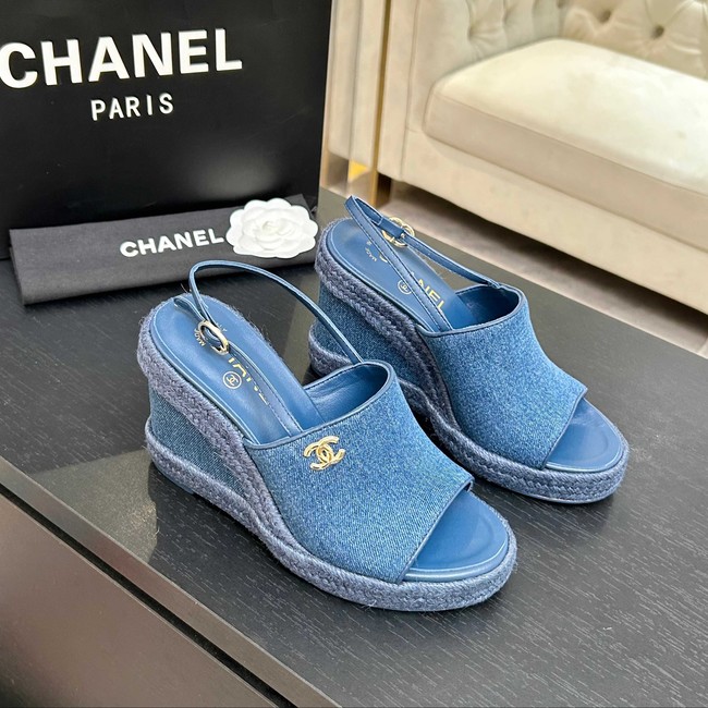 Chanel Sandals Washed Out Denim G47047-1 Blue