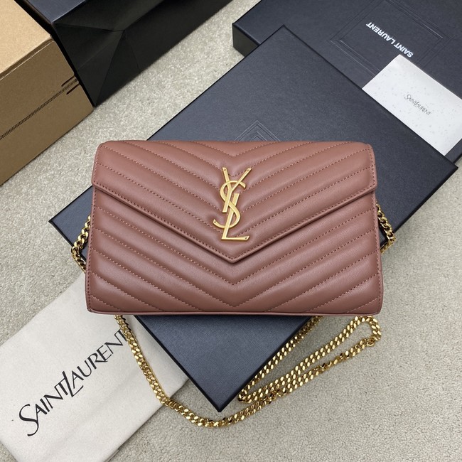 SAINT LAURENT WOC Classic Monogramme Flap Bag 360452 dark pink