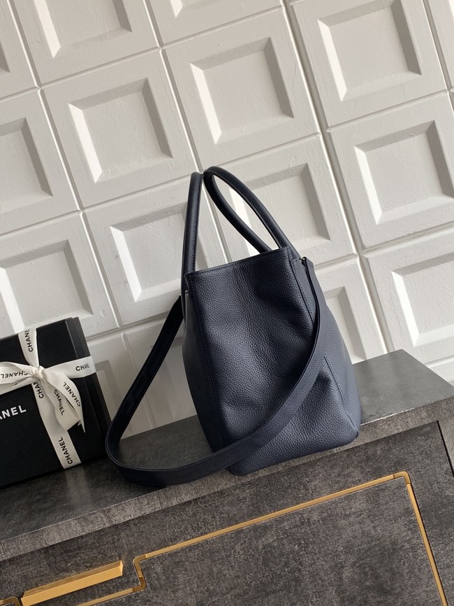 CHANEL Grained Calfskin Tote Bag AS2157 dark blue