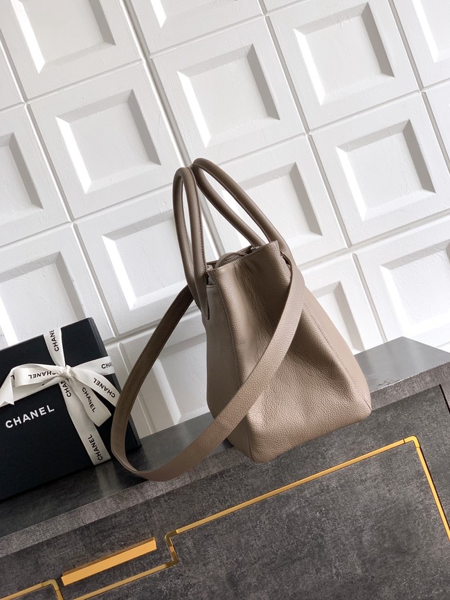 CHANEL Grained Calfskin Tote Bag AS2157 gray