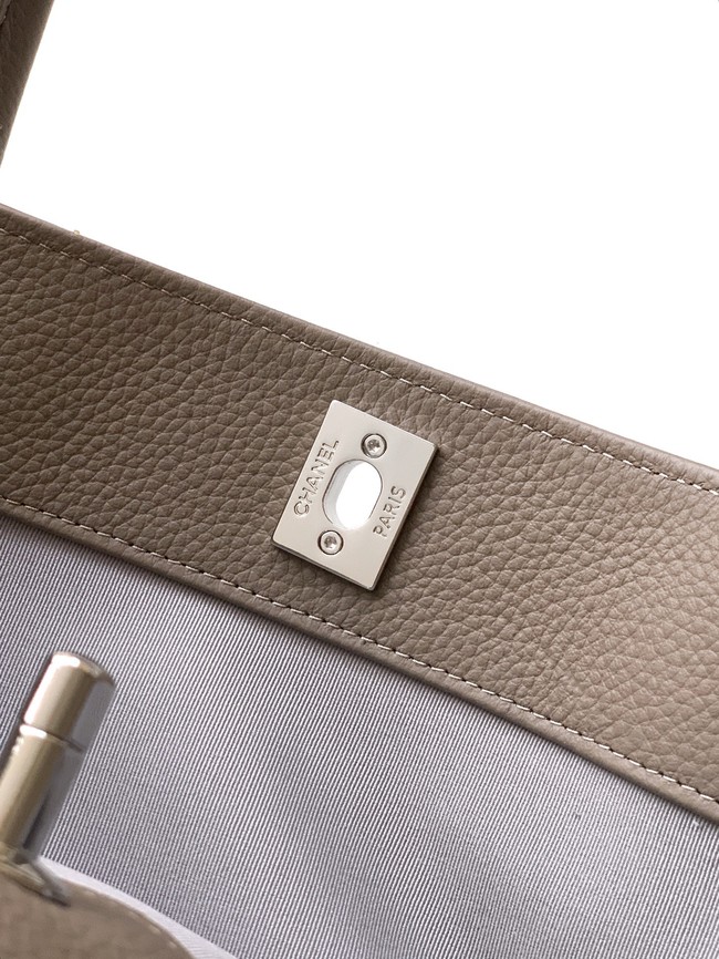 CHANEL Grained Calfskin Tote Bag AS2157 gray