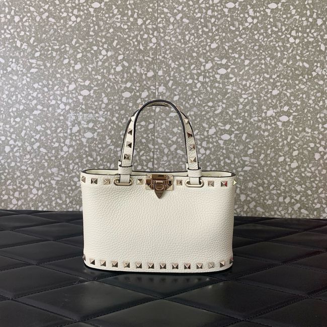 VALENTINO ROCKSTUD mini grained calfskin bag SHI16 Ivory