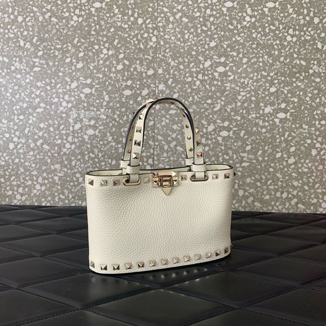 VALENTINO ROCKSTUD mini grained calfskin bag SHI16 Ivory