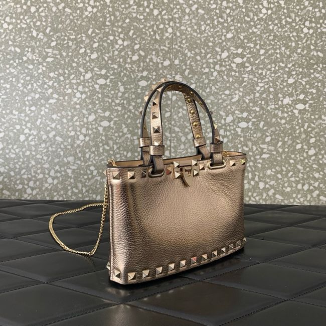 VALENTINO ROCKSTUD mini grained calfskin bag SHI16 Champagne gold