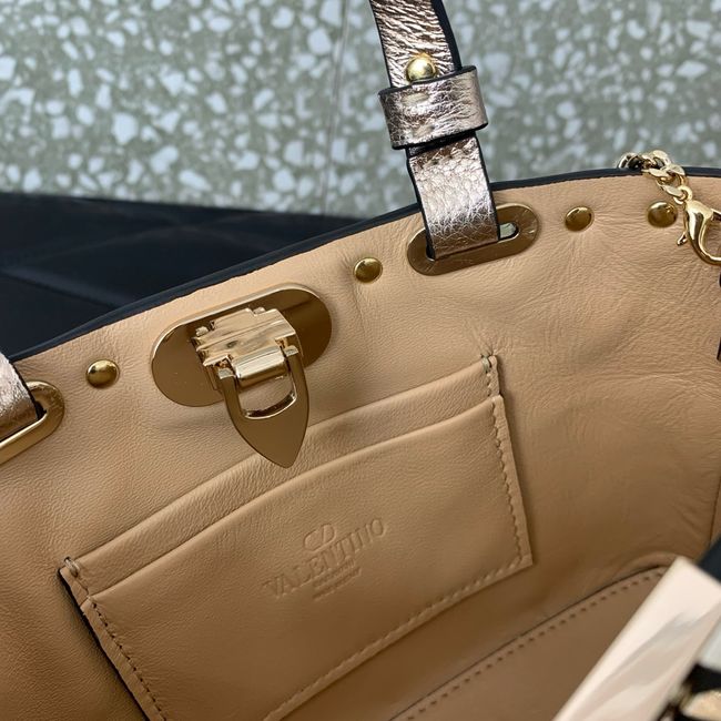 VALENTINO ROCKSTUD mini grained calfskin bag SHI16 Champagne gold