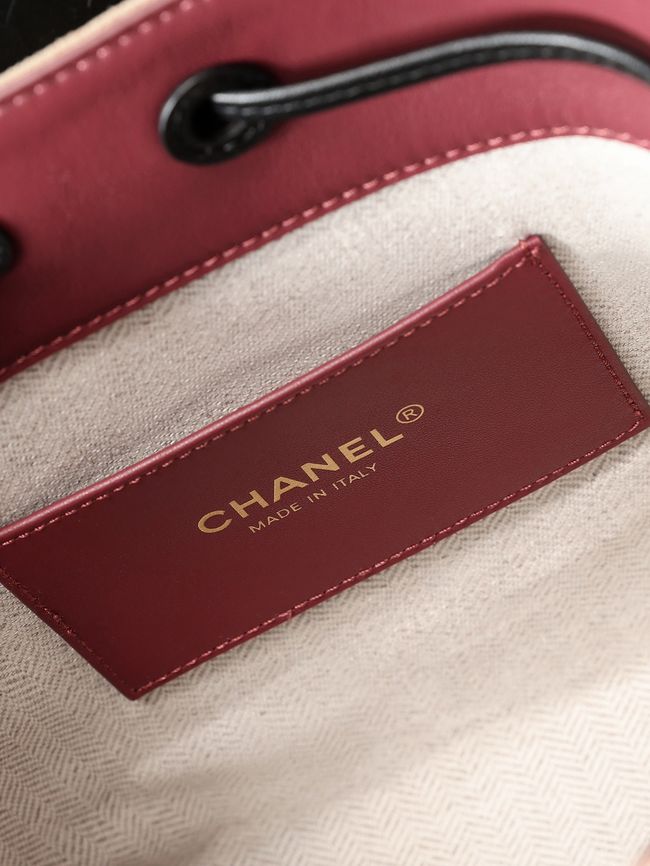 Chanel Suede Calfskin Bucket Bag AS6584 Dark Beige & Black