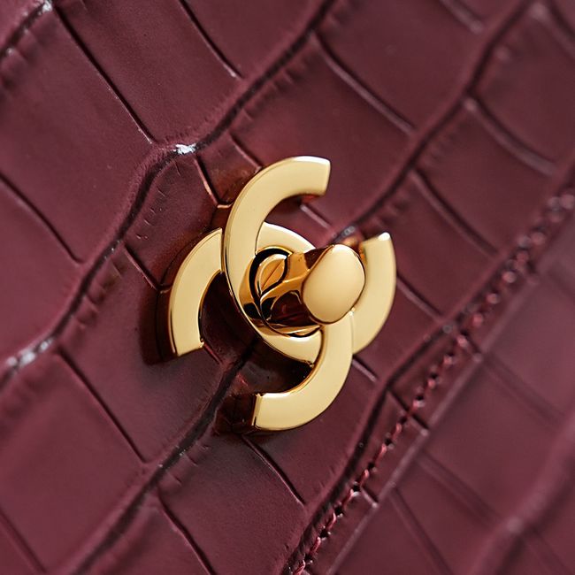 Chanel Crocodile Embossed Shopping Bag AS6428 Dark Burgundy