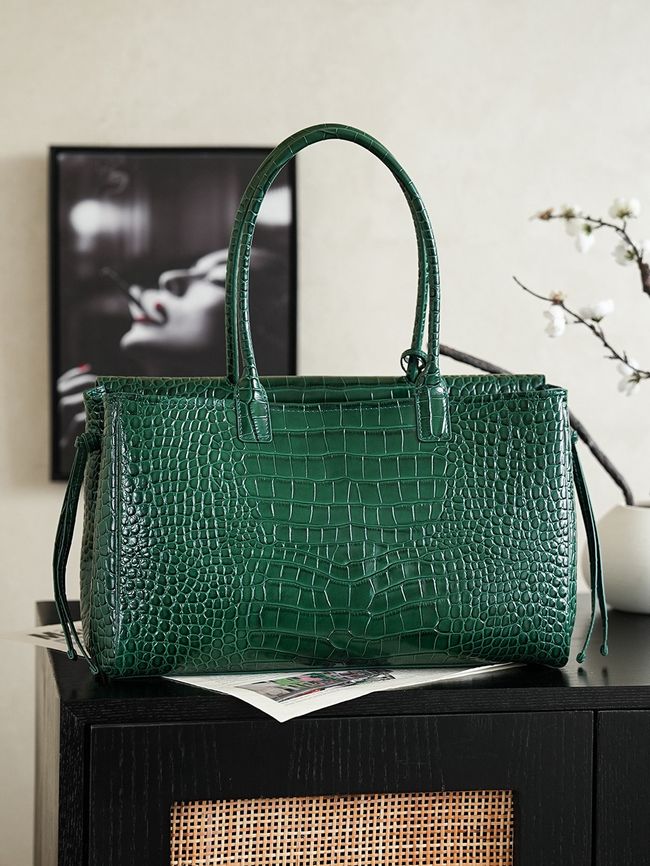 Chanel Crocodile Embossed Shopping Bag AS6428 dark green Chanel Crocodile Embossed Shopping Bag AS6428 dark green