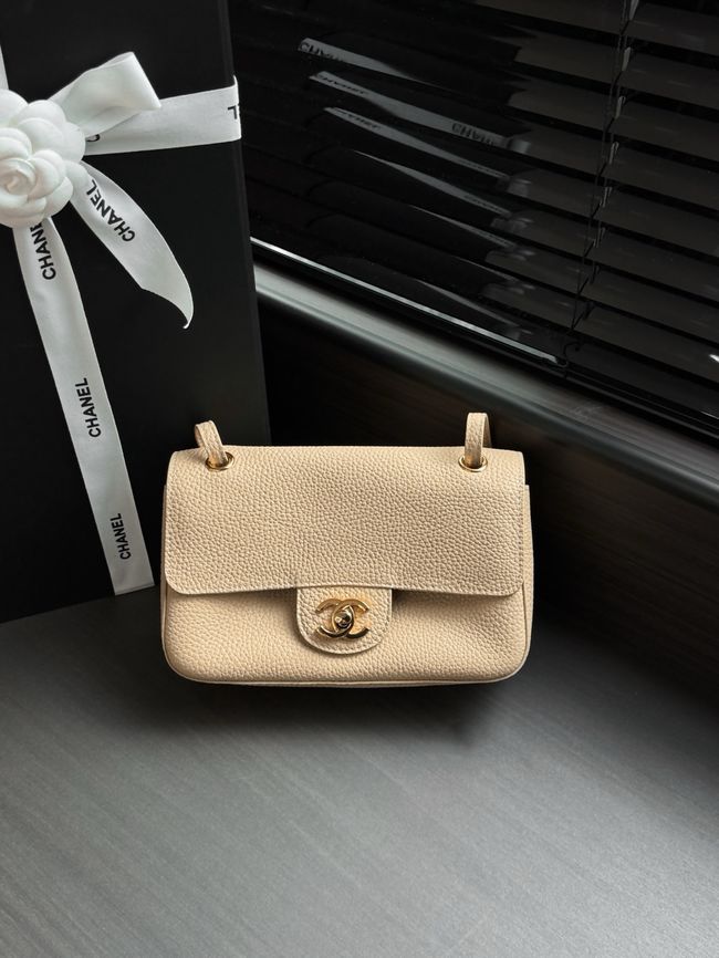 Chanel Mini Flap Bag AS6573 Beige&gold-Tone Metal