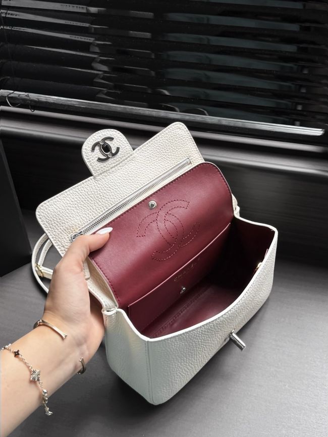 Chanel Mini Flap Bag AS6573 Ivory&Silver-Tone Metal