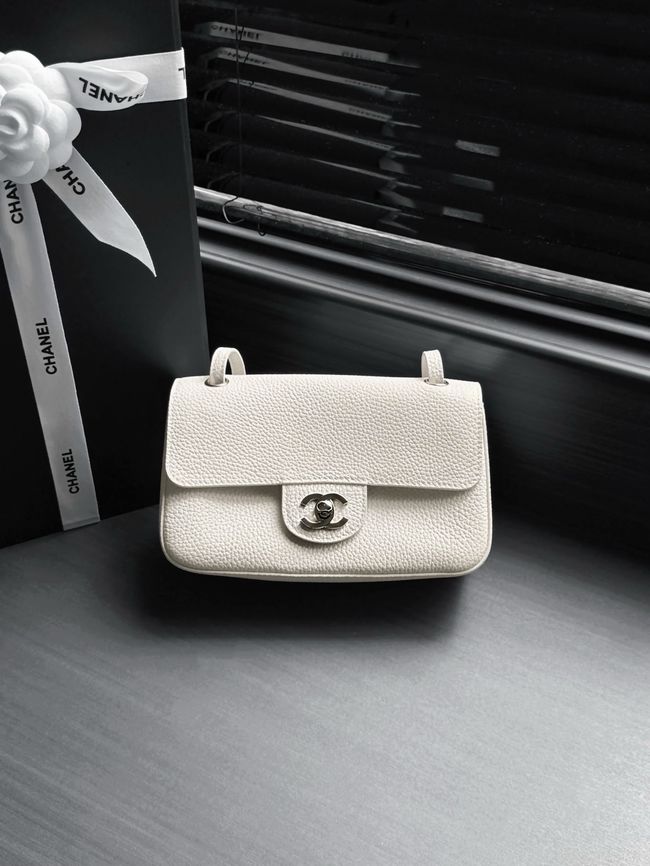 Chanel Mini Flap Bag AS6573 Ivory&Silver-Tone Metal